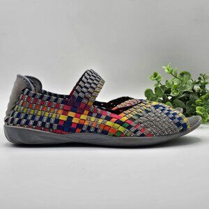 Bernie Mav Shoes Women's‎ 40 Multicolor Woven Comfort Cuddly Slip On Open Toe